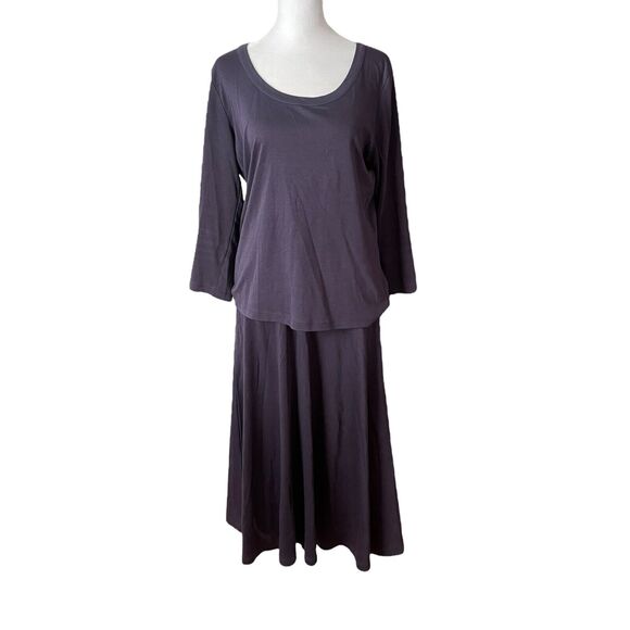 Peruvian Connection Medium Skirt Set Dark Blue Pima Cotton Top Scoop Neck - Picture 1 of 11
